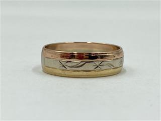 10K Tri-color Gold Wedding Band Ring 2.9g